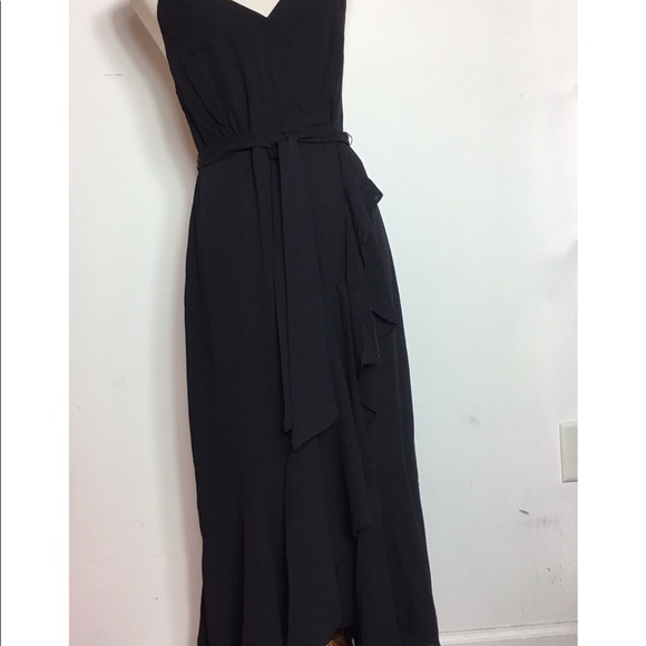 J.crew Ruffle Drapey Faux Wrap Black Dress - Picture 2 of 6